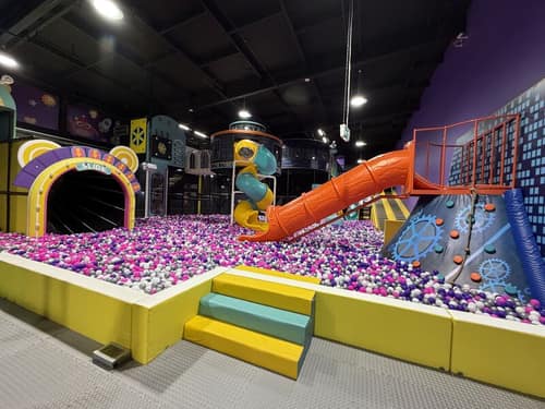 Wide view of the ball pit